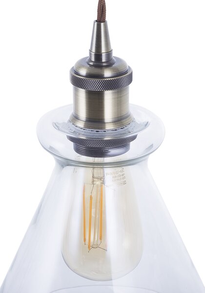 Závesná lampa priehľadná sklenená mosadzná kovové industriálne stropné svietidlo