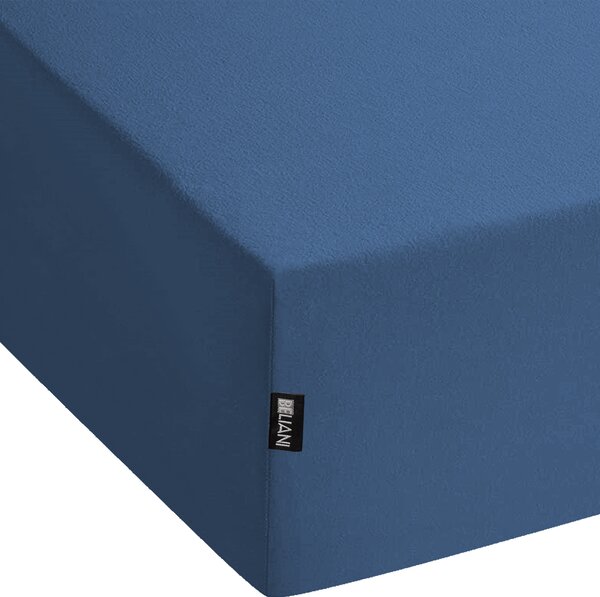 Napínacie prestieradlo modré bavlnené 140 x 200 cm elastické okraje klasická posteľná plachta textílie do spálne