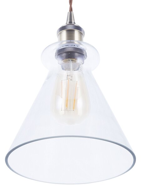 Závesná lampa priehľadná sklenená mosadzná kovové industriálne stropné svietidlo