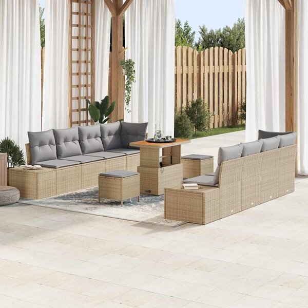 Maison Exclusive - Záhradný nábytok s vankúmi 11 ks Béový Poly-rattan