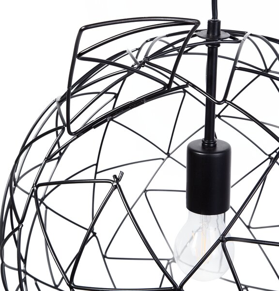 Závesná lampa svietidlo čierna kovová otvorené guľovité tienidlo priemyselný dizajn
