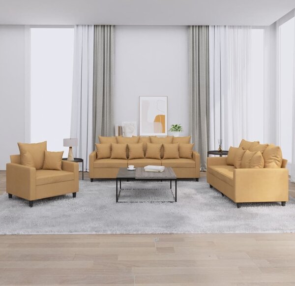 Maison Exclusive – 3-dielna sedacia súprava s vankúmi, hnedý zamat