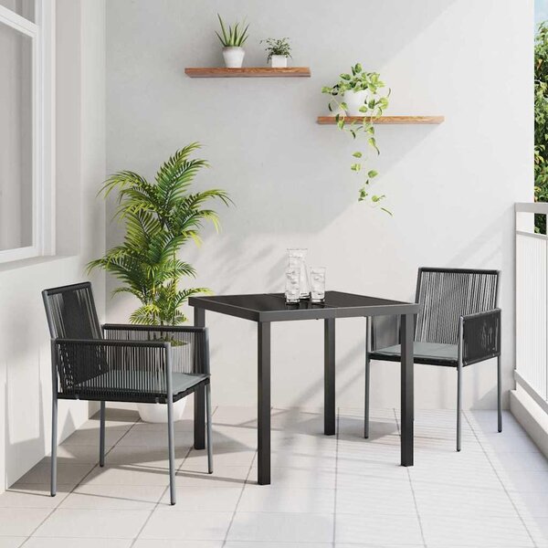 Maison Exclusive - Záhradná jedálenská súprava 3 ks ierna PE-rattan