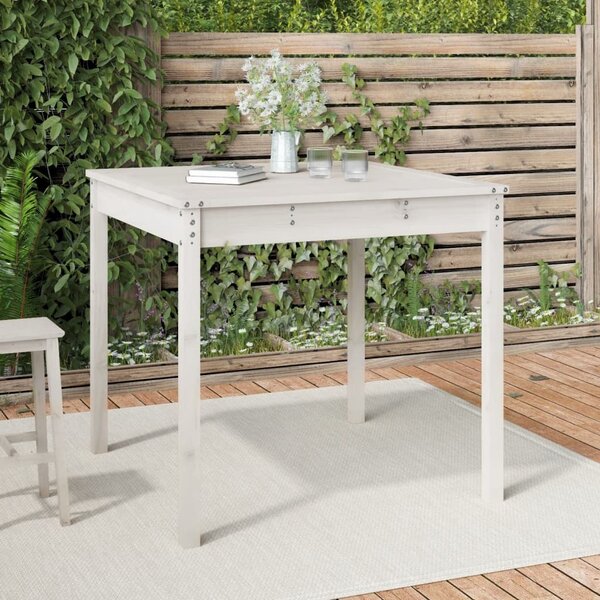 Maison Exclusive - Záhradný stôl biely 82,5x82,5x76 cm masívne drevo borovica