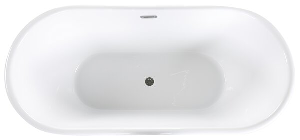 Voľne stojaca vaňa čierna akrylát 170 x 80 cm lesklá povrchová úprava oválny tvar pre 1 osobu minimalistický dizajn moderný štýl kúpeľňa