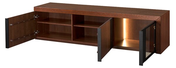 Szynaka TV skrinka Paris II 25 182 cm z masívu s LED osvetlením dub antický/čierny