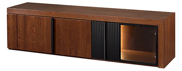 Szynaka TV skrinka Paris II 25 182 cm z masívu s LED osvetlením dub antický/čierny