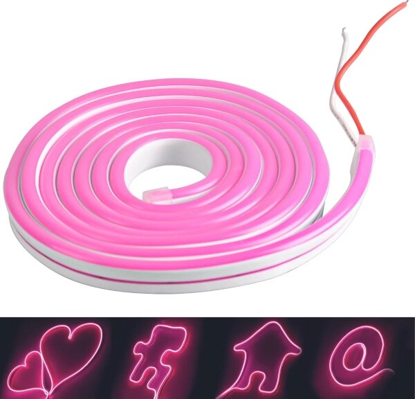 LED Pásik NEON 2 m LED/17W/12V IP65 ružová
