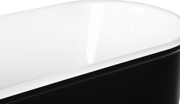 Voľne stojaca vaňa čierna akrylát 170 x 80 cm lesklá povrchová úprava oválny tvar pre 1 osobu minimalistický dizajn moderný štýl kúpeľňa