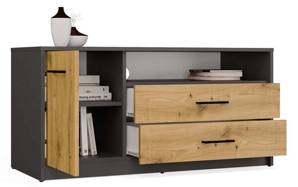 TP Living TV skrinka SIMPLO 1D2S 109 cm antracitová/dub remeselný