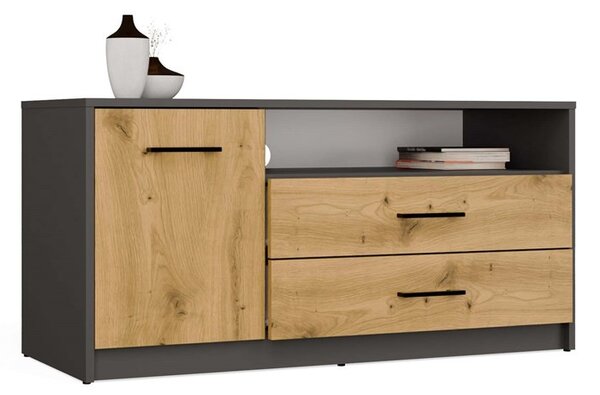 TP Living TV skrinka SIMPLO 1D2S 109 cm antracitová/dub remeselný