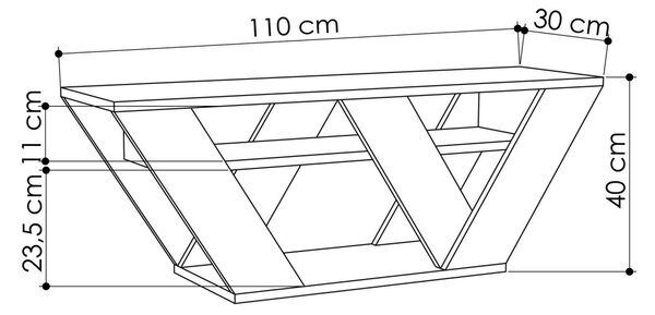 Kalune Design TV stolík PIPRALLA 110 cm antracitový