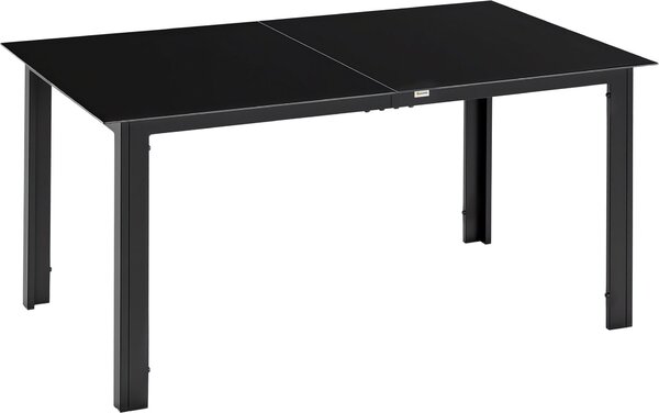 Záhradný stôl Outsunny, záhradný jedálenský stôl pre 6 osôb z ierneho hliníka, 150 x 90 x 74 cm