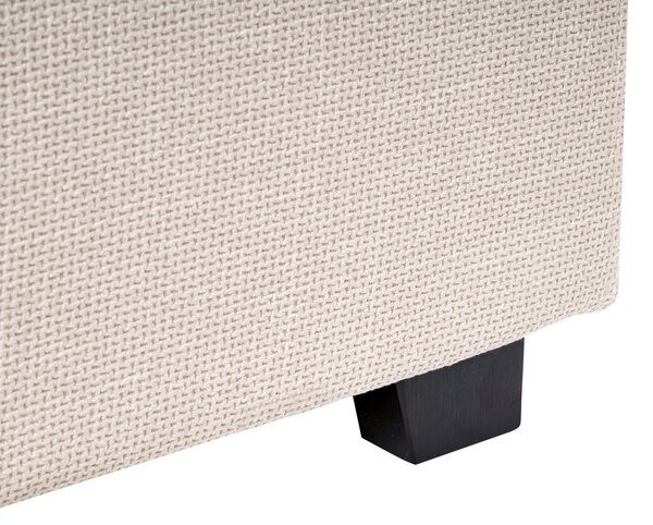 Posteľ svetlobéžová čalúnená polyester 160 x 200 cm zaoblené čelo minimalistický retro dizajn spálňa