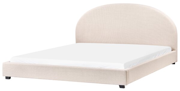Posteľ svetlobéžová čalúnená polyester 180 x 200 cm zaoblené čelo minimalistický retro dizajn spálňa