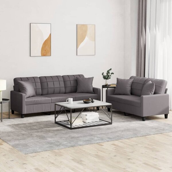 Maison Exclusive – 2-dielna sedacia súprava s vankúmi, sivá umelá koa