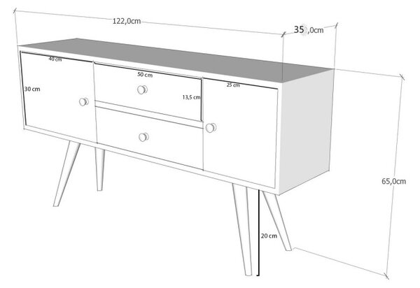 Kalune Design TV stolík ODENSE 122 cm biely/orech