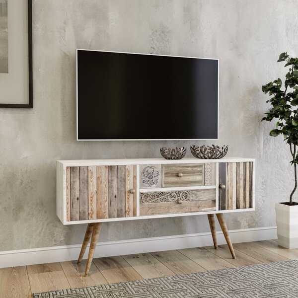 Kalune Design TV stolík ODENSE 122 cm biely/orech