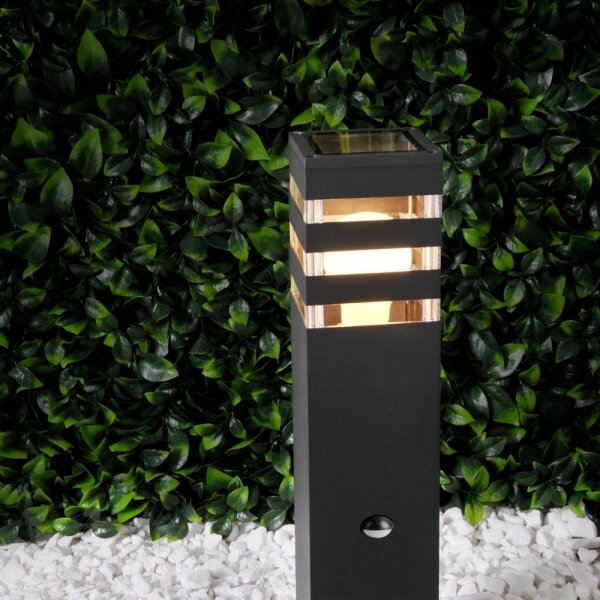 Vonkajšia lampa so senzorom TEKSAS 1xE27/12W/230V IP44 44 cm antracit