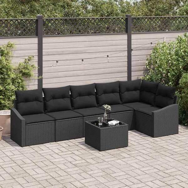 Maison Exclusive – Sedacia súprava, 7 kusov, čierna [syntetický materiál]: Polyratan