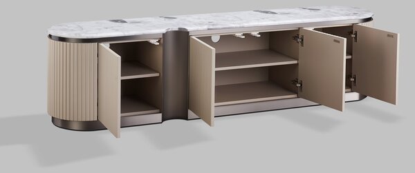 LivinHill TV stolík Stilig ST916B 200 cm mramor/krémový/zlatý