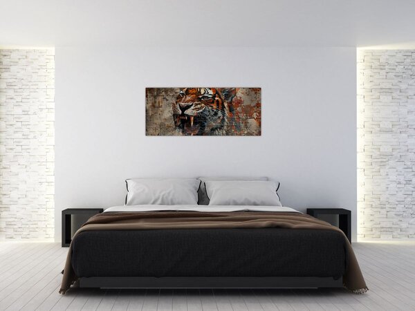 Obraz - Tiger z tehál (120x50 cm)