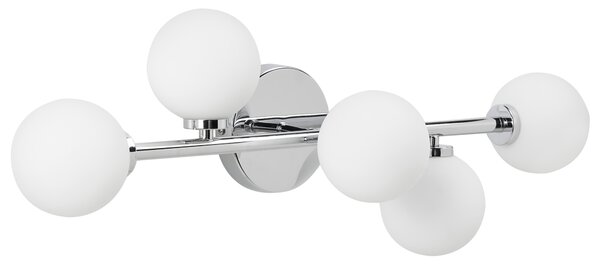 Nástenná lampa strieborná s 5 žiarovkami kov železo svietidlo moderné osvetlenie obývacia izba jedáleň spálňa