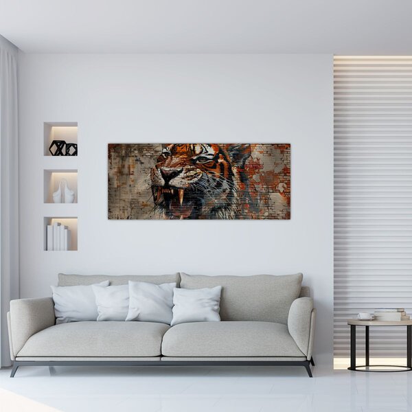 Obraz - Tiger z tehál (120x50 cm)
