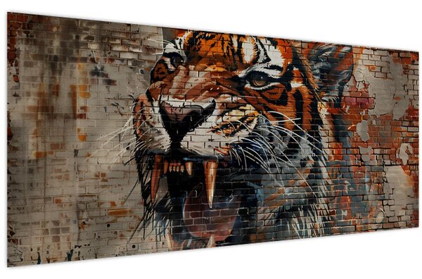 Obraz - Tiger z tehál (120x50 cm)