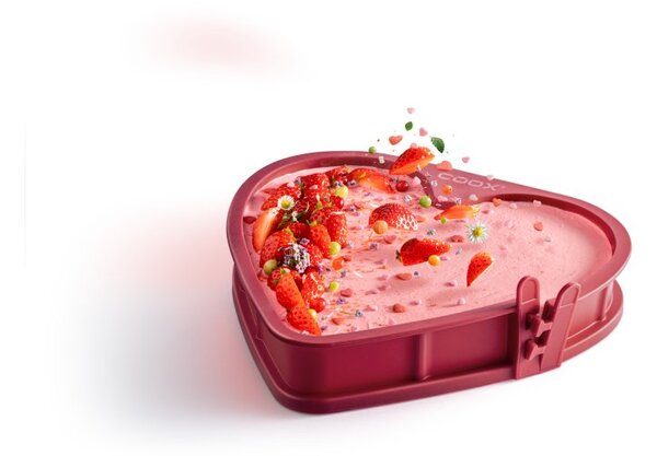 Forma coox SPRING HEART priemer 22 cm so sklenenou základňou, vínová