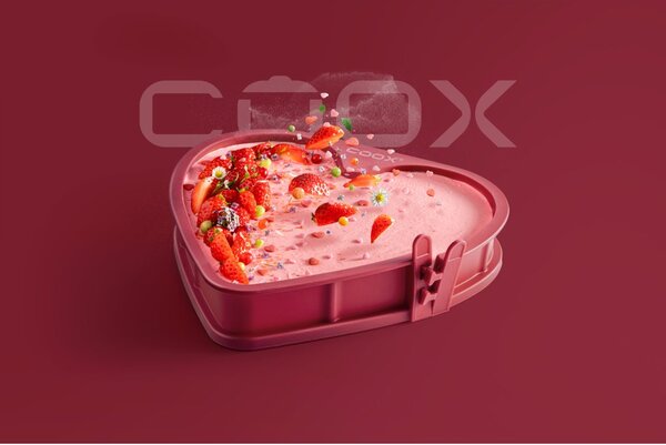 Forma coox SPRING HEART priemer 22 cm so sklenenou základňou, vínová