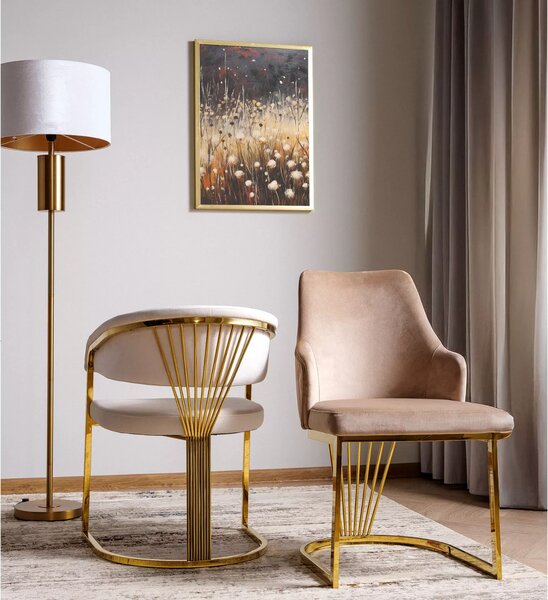 Jedálenská stolička Crown Velvet – svetlobéžová