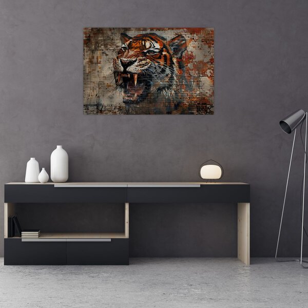 Obraz - Tiger z tehál (90x60 cm)