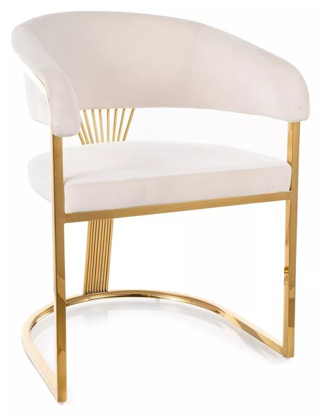 Jedálenská stolička Crown Velvet – svetlobéžová