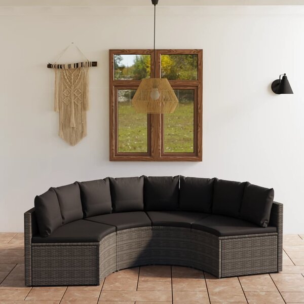 Maison Exclusive – 4-dielna záhradná sedacia súprava s vankúmi, poly ratan, sivá