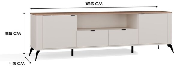 TP Living TV stolík CORDOBA 2D2S kašmírový/dub Castello