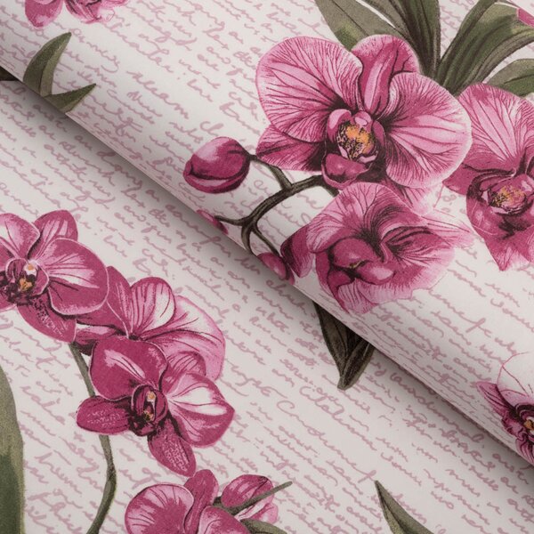 Biante Bavlnená obliečka na vankúš Sandra SA-635 Ružovofialové orchidey na bielom 30 x 50 cm