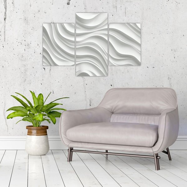 Obraz - 3D biele vlny (90x60 cm)