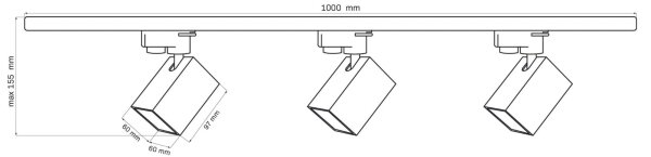 Bodové svietidlo do lištového systému SQUARE 3xGU10/10W/230V + 1 m lištový systém