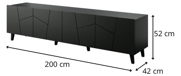 HALMAR TV stolík Etna 200 cm čierny
