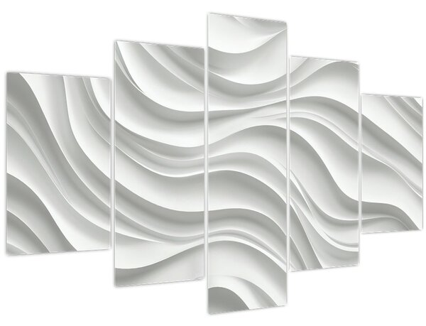 Obraz - 3D biele vlny (150x105 cm)