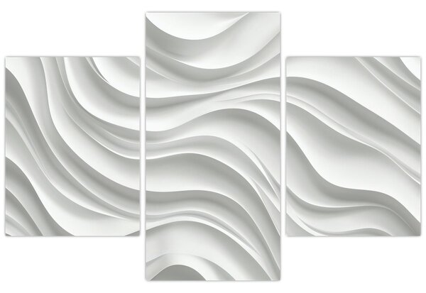 Obraz - 3D biele vlny (90x60 cm)