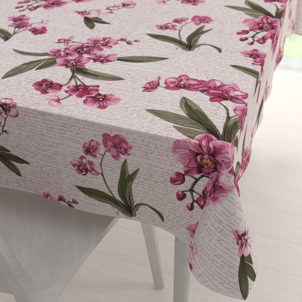 Biante Bavlnený obdĺžnikový obrus Sandra SA-635 Ružovofialové orchidey na bielom 50x100 cm