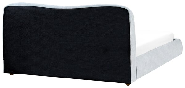 Posteľ s úložným priestorom svetlomodrá ženilkové čalúnenie 180 x 200 cm minimalistický moderný dizajn spálňa