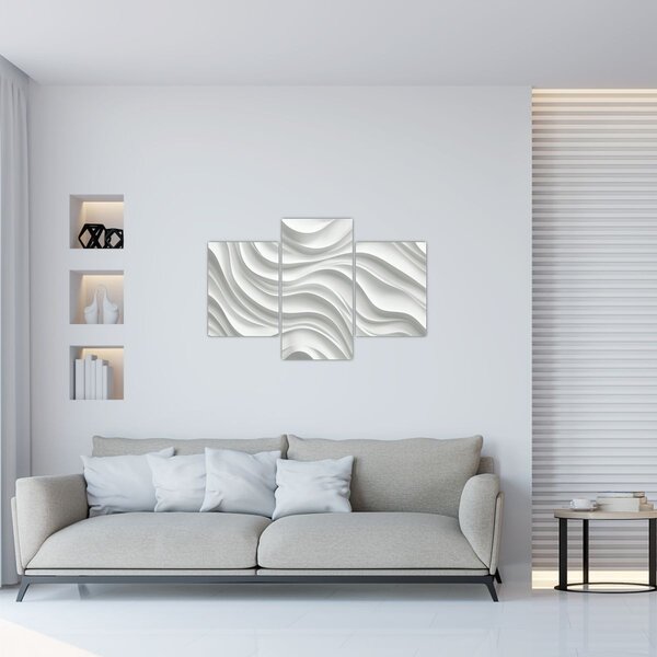 Obraz - 3D biele vlny (90x60 cm)