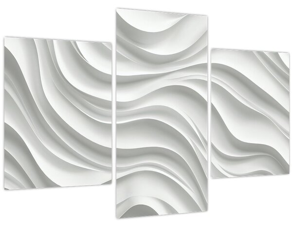 Obraz - 3D biele vlny (90x60 cm)