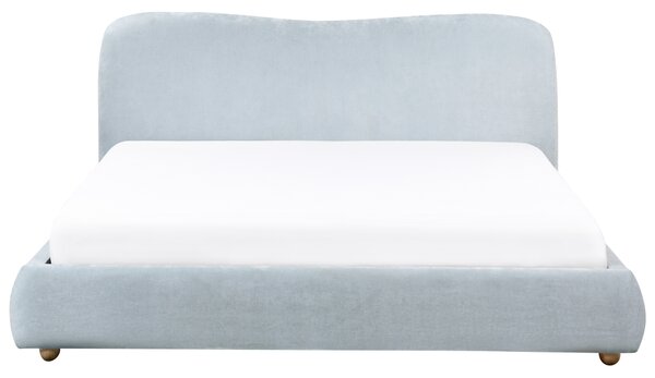 Posteľ s úložným priestorom svetlomodrá ženilkové čalúnenie 180 x 200 cm minimalistický moderný dizajn spálňa
