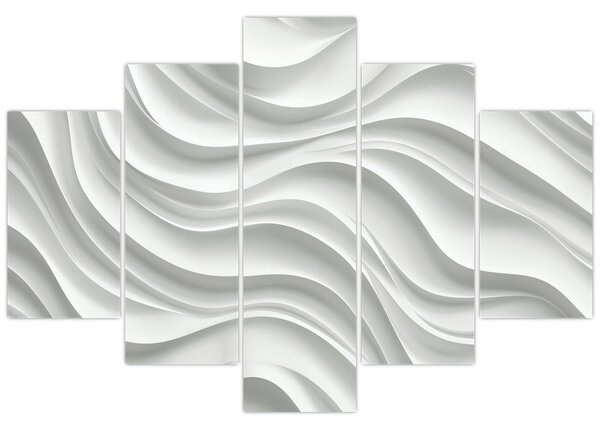 Obraz - 3D biele vlny (150x105 cm)