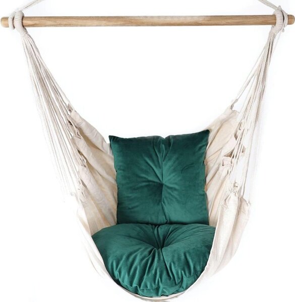 Love Gifts® Závesné kreslo s 2 vankúšmi a sadou háčikov na strop 130/100 cm - nosnosť 150 kg, závesné kreslo pre dospelých a deti, závesné kreslo do interiéru