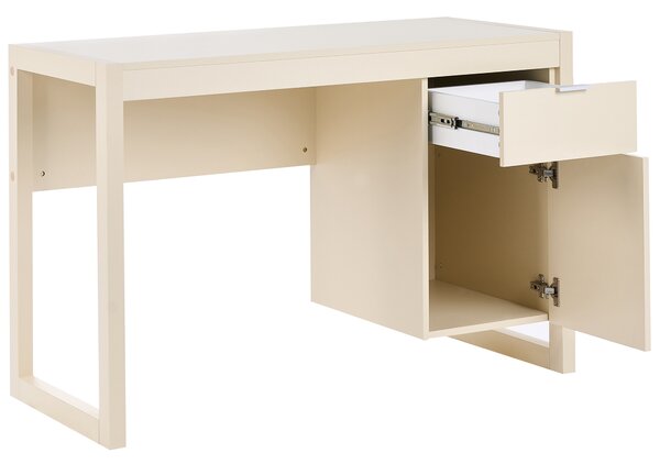 Písací stôl svetlobéžový drevotrieska 110 x 50 cm obdĺžnikový tvar skrinka zásuvka minimalistický dizajn kancelária